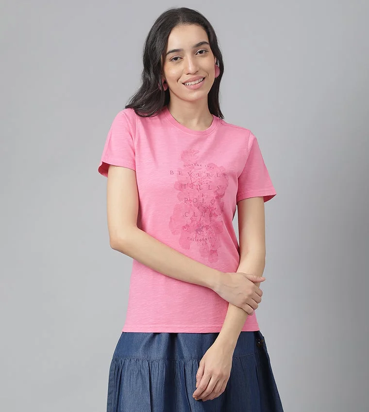 Floral Print Crew Neck Short Sleeves T-Shirt