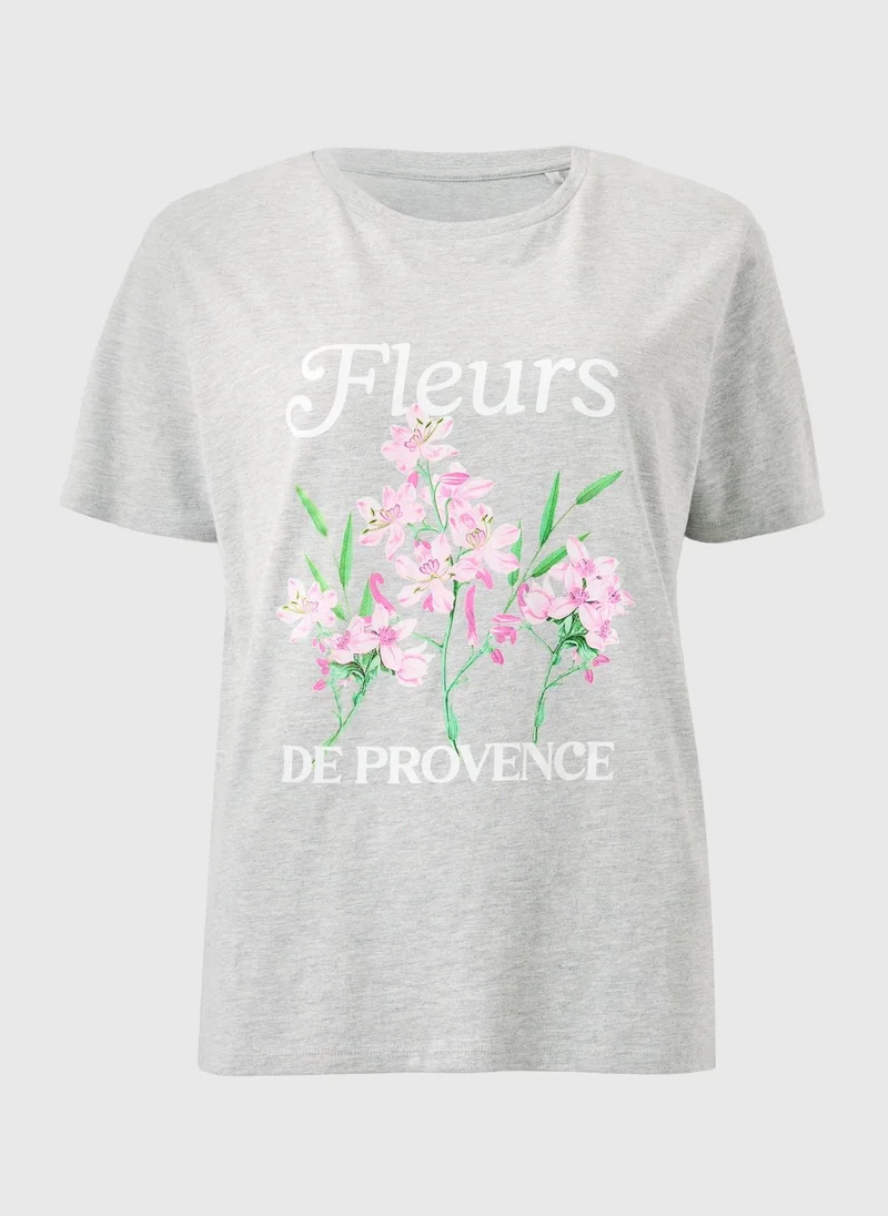 Matalan Grey Flower Provence Graphic T-Shirt