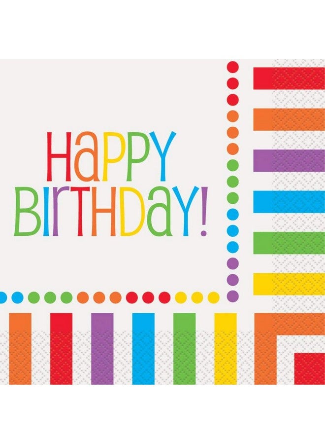Unique Rainbow Birthday Luncheon Paper Napkins 6.5" X 6.5" Multicolor 16 Count (Pack Of 1) - Image 2