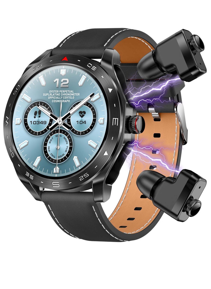 The new Haino Teko ST-5 2 in 1 watch features a high-resolution AMOLED screen - built-in earphones - innovative touch control - built-in speaker - Bluetooth v5.2 - fitness monitoring - phone notifications - stylish and modern design - water resistance - wireless charging - black.