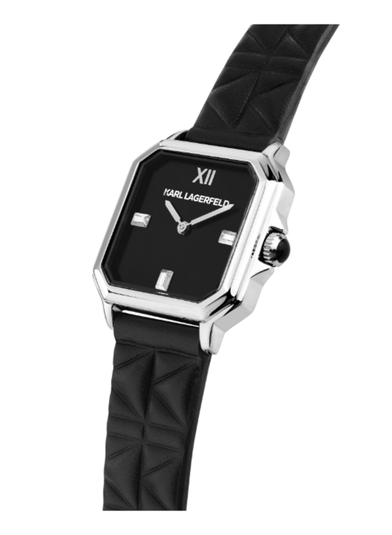 Karl Lagerfeld Women's 33X27.8MM Black, Matt Dial Black Leather Watch - R0551102502 - Image 5