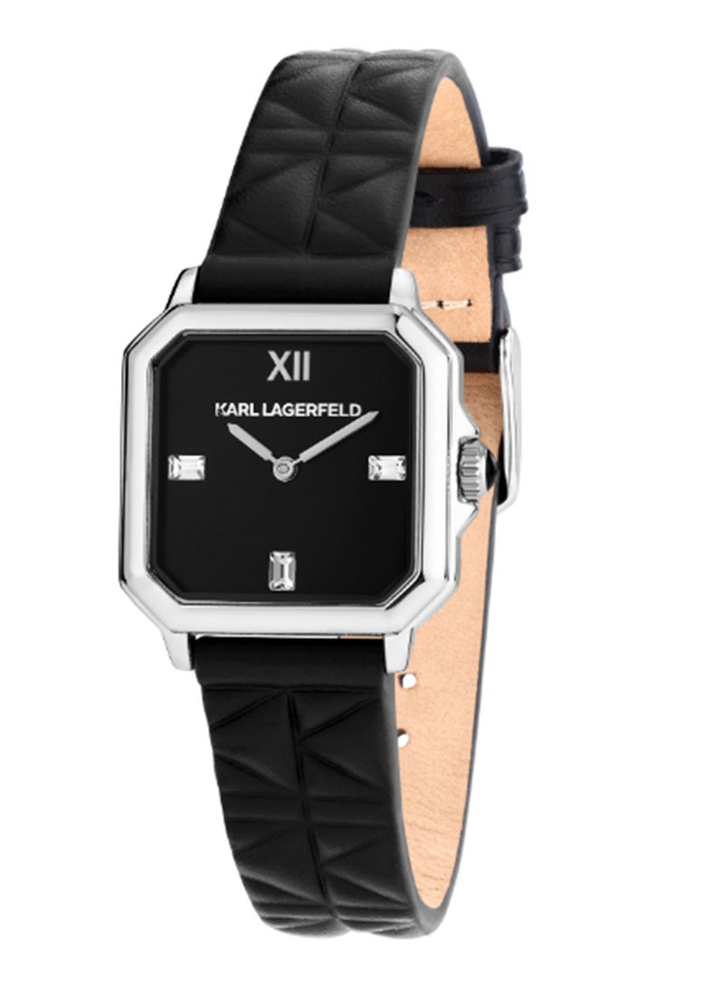Karl Lagerfeld Women's 33X27.8MM Black, Matt Dial Black Leather Watch - R0551102502 - Image 1