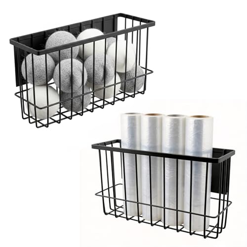 Restynic Magnetic Basket Organizer for Fridge and Locker Carbon Steel Storage Bin 1024 x 315 x 61 in for Dryer Balls Wrap Spices and Small Items Black - Image 1
