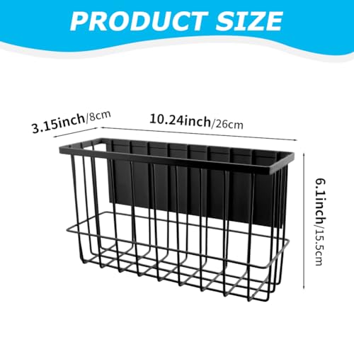 Restynic Magnetic Basket Organizer for Fridge and Locker Carbon Steel Storage Bin 1024 x 315 x 61 in for Dryer Balls Wrap Spices and Small Items Black - Image 3