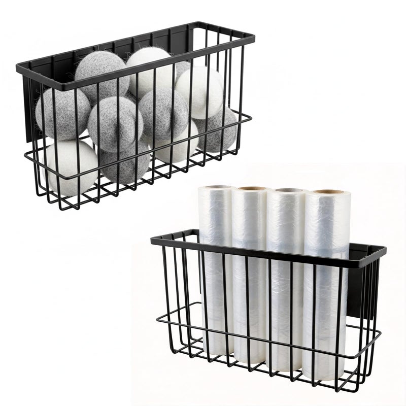 Restynic Magnetic Basket Organizer for Fridge and Locker Carbon Steel Storage Bin 1024 x 315 x 61 in for Dryer Balls Wrap Spices and Small Items Black - Image 2