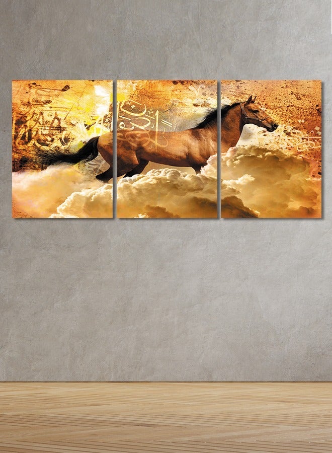 Marktna Set Of 3 Framed Canvas Wall Arts Stretched Over Wooden Frame with a Horse Design - Image 1