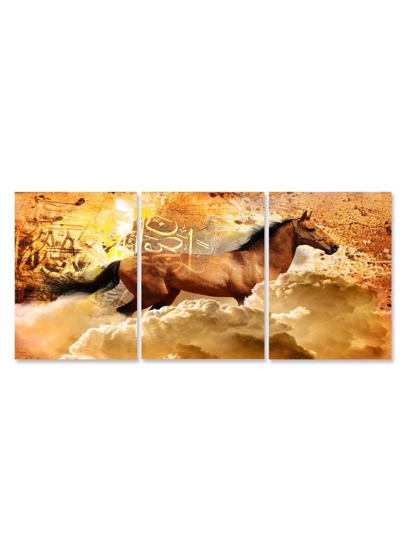 Marktna Set Of 3 Framed Canvas Wall Arts Stretched Over Wooden Frame with a Horse Design - Image 2