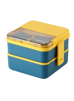 Generic Square compartments plastic lunch box Microwave office worker student sealed double bento box large capacity lunch box 