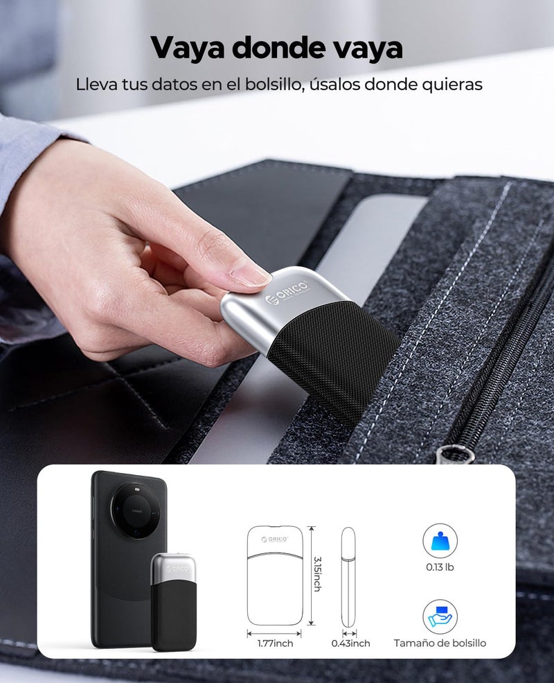ORICO 512GB External SSD Up to 2000MB/s, Portable Solid State Drive with 20Gbps USB C&A Cable, Reliable Storage for Type-C Smartphone, Tablets, Laptops, USB 3.2 Gen 2x2- M20 - Image 5