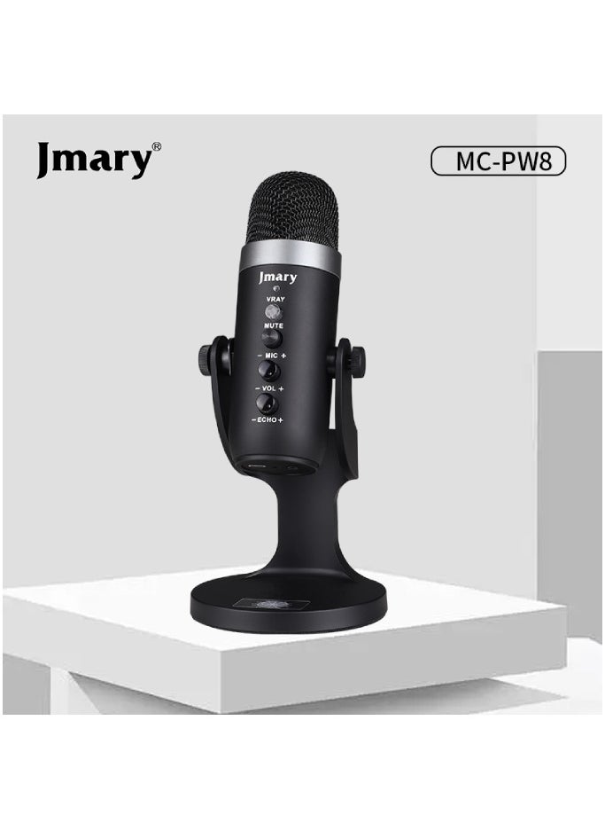 Jmary MC-PW8 USB Condenser Microphone for Podcasting, Streaming, Gaming, Voice-Over & Recording – Plug & Play Mic with Noise Reduction, Adjustable Tripod Stand, Mute Button & Volume Control – Compatible with PC, Laptop, Mac – Studio-Quality Sound - Image 1