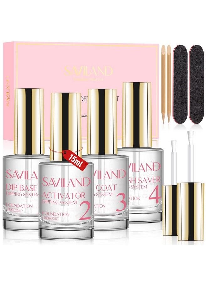 Saviland Dip Powder Liquid Set 15Ml0.5Oz10 Pcs With Basetop Coat Activator Brush Saver Nail File Necessary Tools For Dip Powder Nail Set No Nail Lamp Needed Beautiful Gift For Ladies  - Image 2