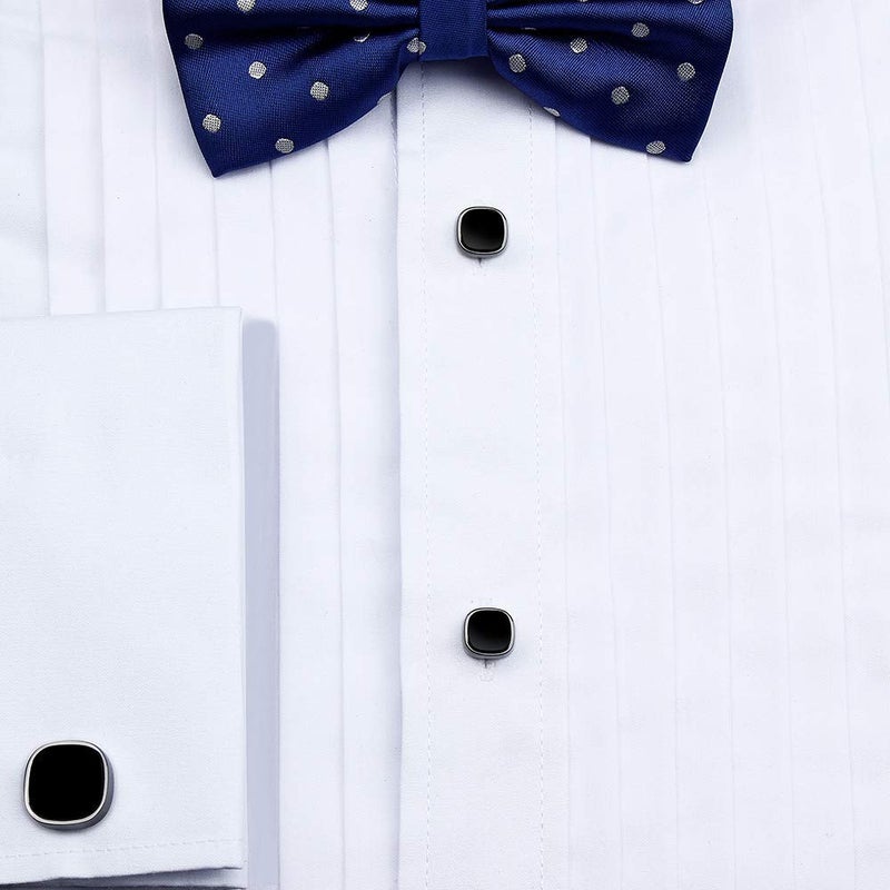 HAWSON Cufflinks and Studs for Men-Black Stone Mens Fashion Gun-Black Cufflinks and Tuxedo Shirt Studs set for Regular Weeding Business Accessories - Image 3