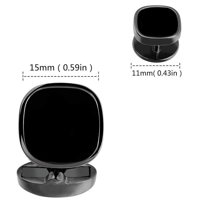 HAWSON Cufflinks and Studs for Men-Black Stone Mens Fashion Gun-Black Cufflinks and Tuxedo Shirt Studs set for Regular Weeding Business Accessories - Image 4