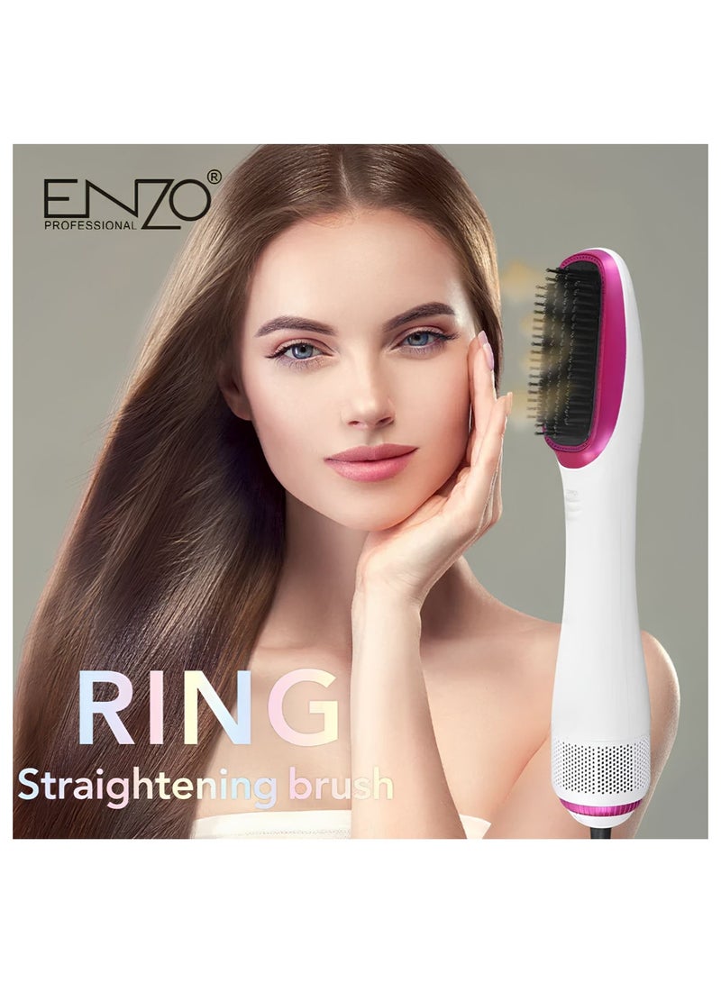 إنزو بروفيشنال إنزو ENZO فرشاة تصفيف وتجفيف الشعر الهوائية 2 في 1 – فرشاة فرد الشعر بالهواء الساخن للشعر المبلل والجاف، مجفف وفرشاة تصفيف مضادة للهيشان، تسخين سريع للاستخدام الاحترافي – EN-4121 - Image 4
