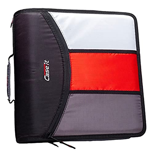 Case it Case-it The Mighty Zip Tab Zipper Binder - 3 Inch O-Rings - 5 Color Tab Expanding File Folder - Multiple Pockets - 600 Sheet Capacity - Comes with Shoulder Strap - Black D-156-B - Image 1