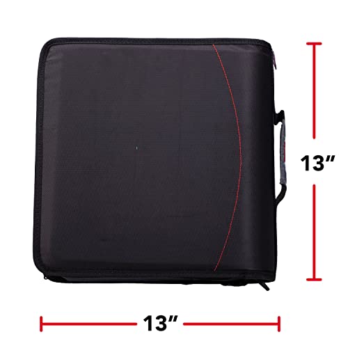 Case it Case-it The Mighty Zip Tab Zipper Binder - 3 Inch O-Rings - 5 Color Tab Expanding File Folder - Multiple Pockets - 600 Sheet Capacity - Comes with Shoulder Strap - Black D-156-B - Image 5