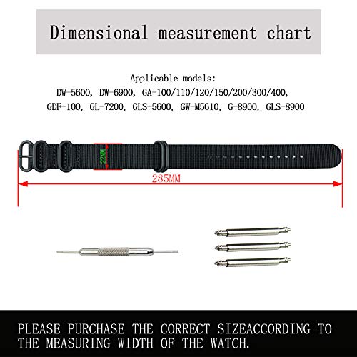 KHZBS Conversion RAF Nylon Strap +Adapters Replacement for Casio g-shock GA100 GA110 G8900 GW6900 DW5600 G-5600E - Image 2