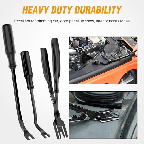 GOOACC 238Pcs Trim Removal Tool, Auto Push Pin Bumper Retainer Clip Set Fastener Terminal Remover Tool Adhesive Cable Clips Kit Car Panel Radio Removal Auto Clip Pliers, Black - Image 3