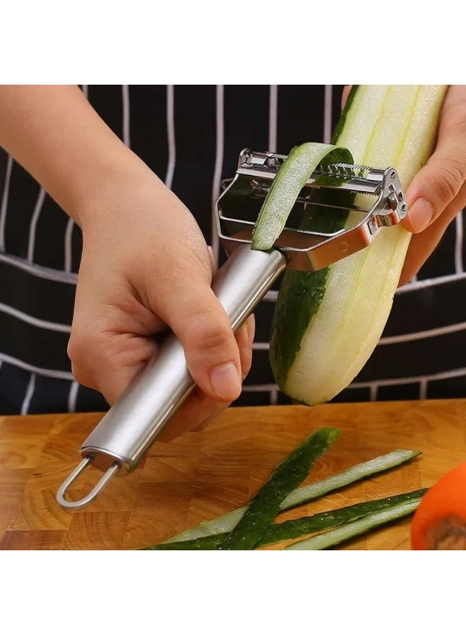 قشارة خضروات من الفولاذ المقاوم للصدأ للمطبخ، قطاعة خضروات للمطبخ، قطاعة خضروات ومفرمة ومكشطة - فاكهة، بطاطس، جزر، خيار - Image 3