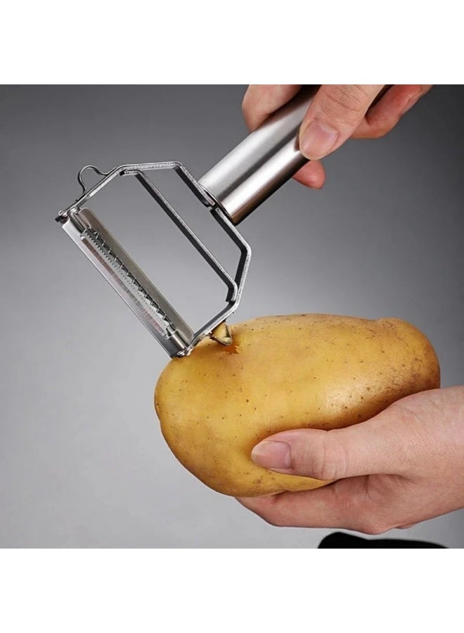 قشارة خضروات من الفولاذ المقاوم للصدأ للمطبخ، قطاعة خضروات للمطبخ، قطاعة خضروات ومفرمة ومكشطة - فاكهة، بطاطس، جزر، خيار - Image 4