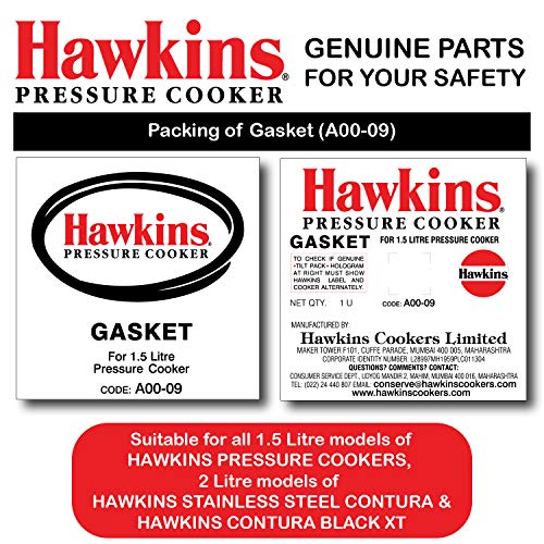 Hawkins Rubber Gasket 2 Units For 1.5liter Pressure Cooker And 2 Units Of Safety Valve, Assorted - Image 3