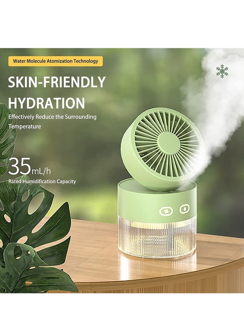 KASTWAVE Spray Cooling Fan, Foldable Small Desk Fan with Cool Breeze Humidification Spray, USB Battery-Powered Scroll Fan, Mini Table Fan for Home, Office, Travel, Camping  (Green) - Image 2