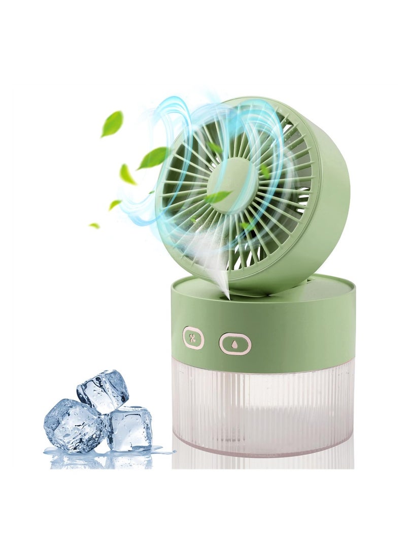 KASTWAVE Spray Cooling Fan, Foldable Small Desk Fan with Cool Breeze Humidification Spray, USB Battery-Powered Scroll Fan, Mini Table Fan for Home, Office, Travel, Camping  (Green) - Image 1