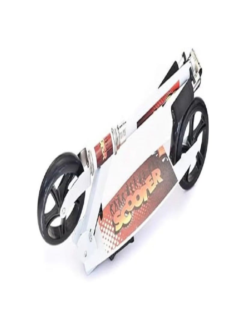 Foldable jumbo scooter with brakes - heavy-duty metal frame (white).  - Image 2