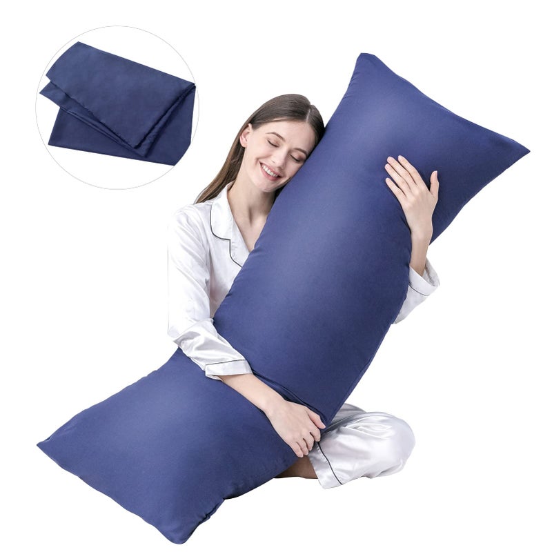 DOWNCOOL Large Body Pillow- Breathable Full Body Pillow for Side Sleeper - Soft Long Bed Pillow for Adults - 20 x 54 inch(Blue, with Cover) - Image 1