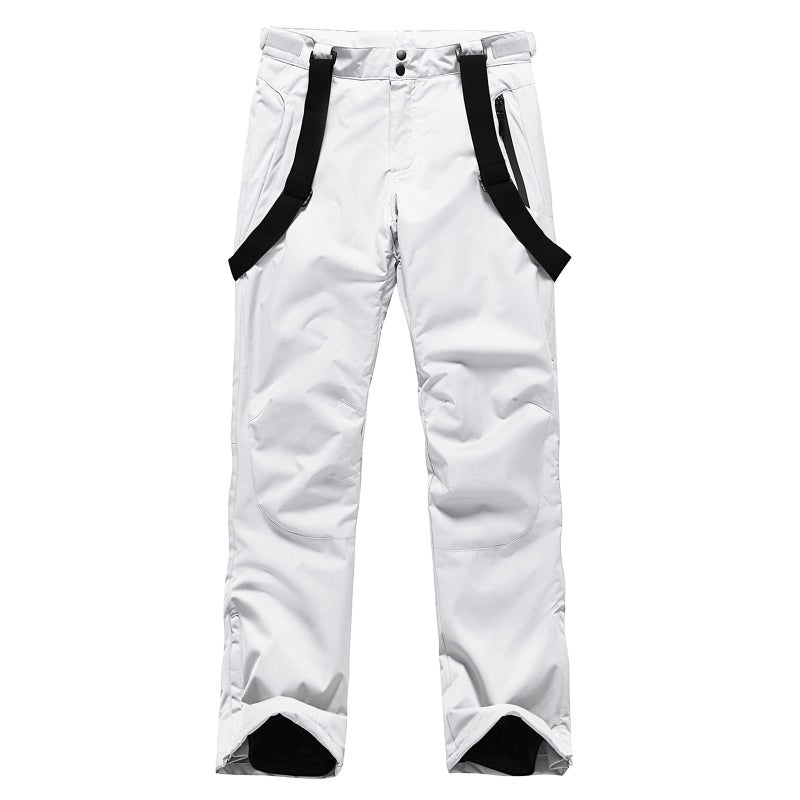 SnowElve Men's Insulated Snow Pants Waterproof Ski Pant for Winter Hiking Bottom Leg Zipper Outdoor Pants Zipper Pockets(YSB-K03,white,M) - Image 3
