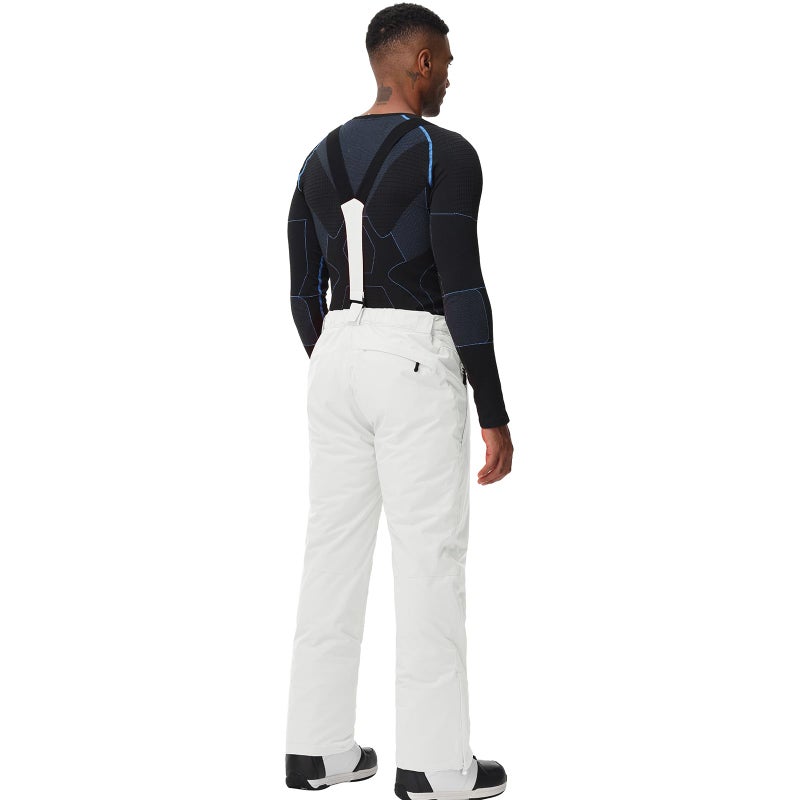 SnowElve Men's Insulated Snow Pants Waterproof Ski Pant for Winter Hiking Bottom Leg Zipper Outdoor Pants Zipper Pockets(YSB-K03,white,M) - Image 4