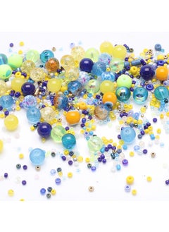 8mm Mixed Beads Gradient DIY Jewelry Bracelet Accessories 2 lemon yellow blue