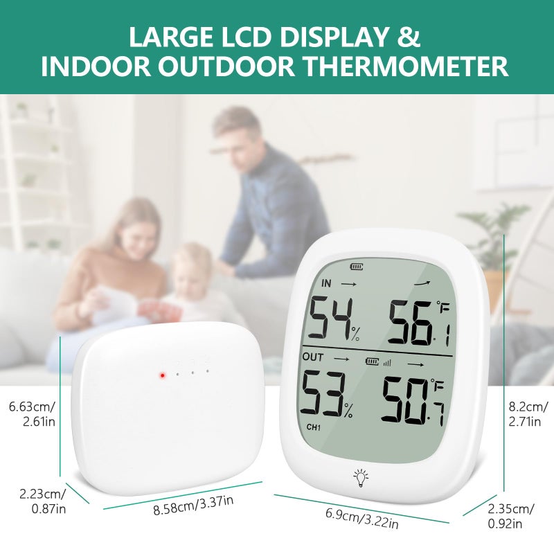 RUIKORING Wireless Outdoor Thermometer Hygrometer, 330ft Remote Range Digital Humidity Gauge, High Accuracy Temperature Monitor for Home, Greenhouse, Baby Room, Patio - Image 5