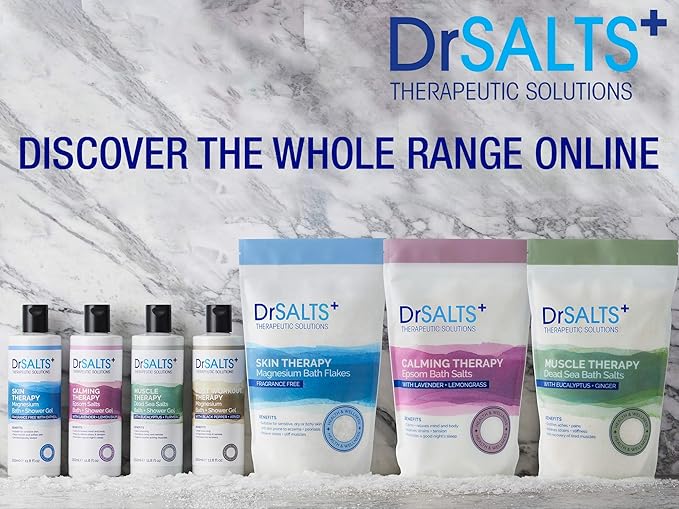 DrSALTS Muscle Ease Shower Gel Soothing Epsom Salts to Relieve Strains Pain Stiffness with Eucalyptus Ginger Essential Oils Vegan CrueltyFree 200ml