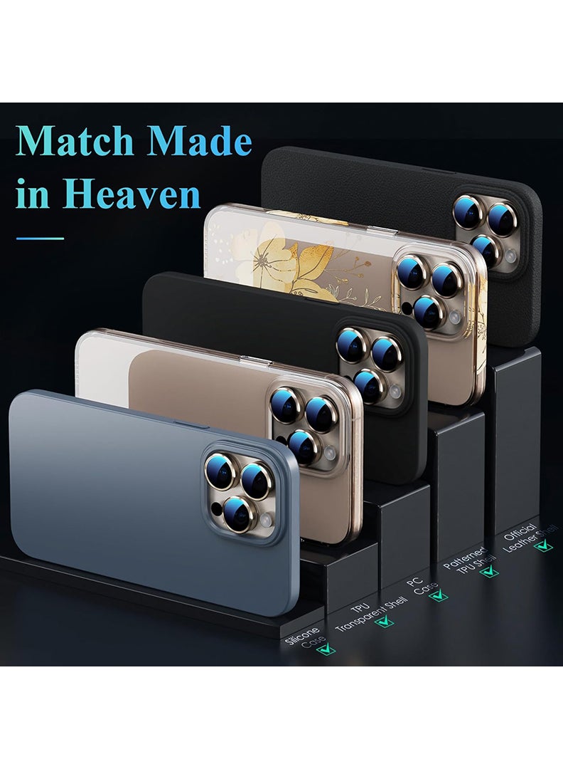 Theodor iPhone 16 Pro Max/ 16 Pro 3 Pcs Camera Lens Protector With 9H Tempered HD Glass Camera Cover Anti Scratch Aluminum Alloy Camera Ring, Desert - Image 4