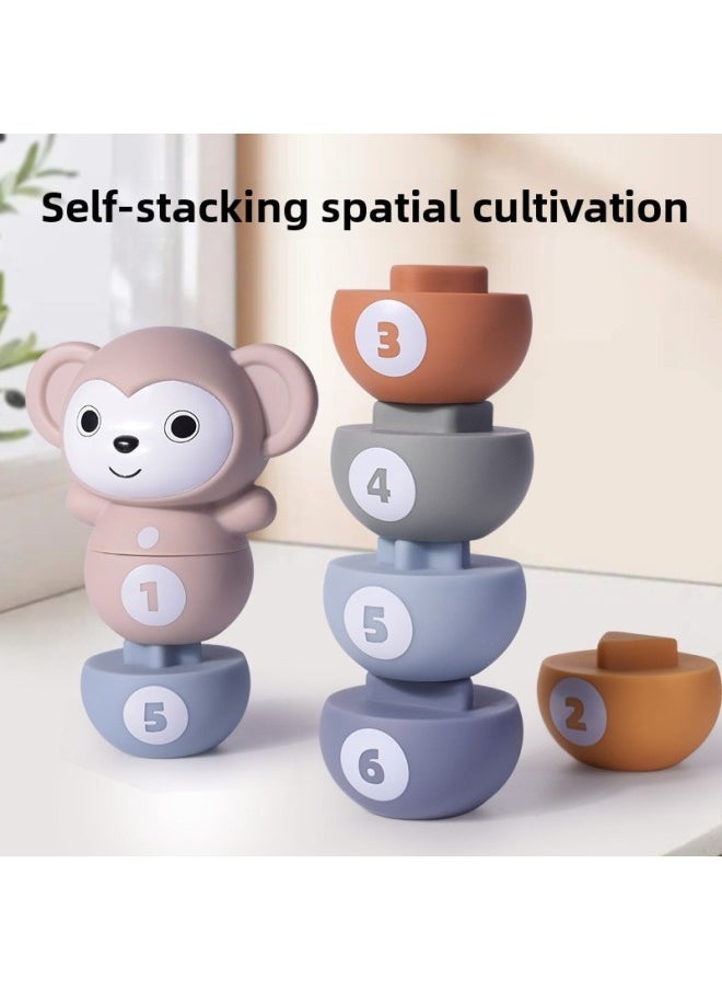 Baby Jengle Bowling Soft Rubber Building Blocks Suit Children Montessori Shape Cognitive Educational Toys-Color:Six Animals +2 Balls (English Color Box) - Image 5