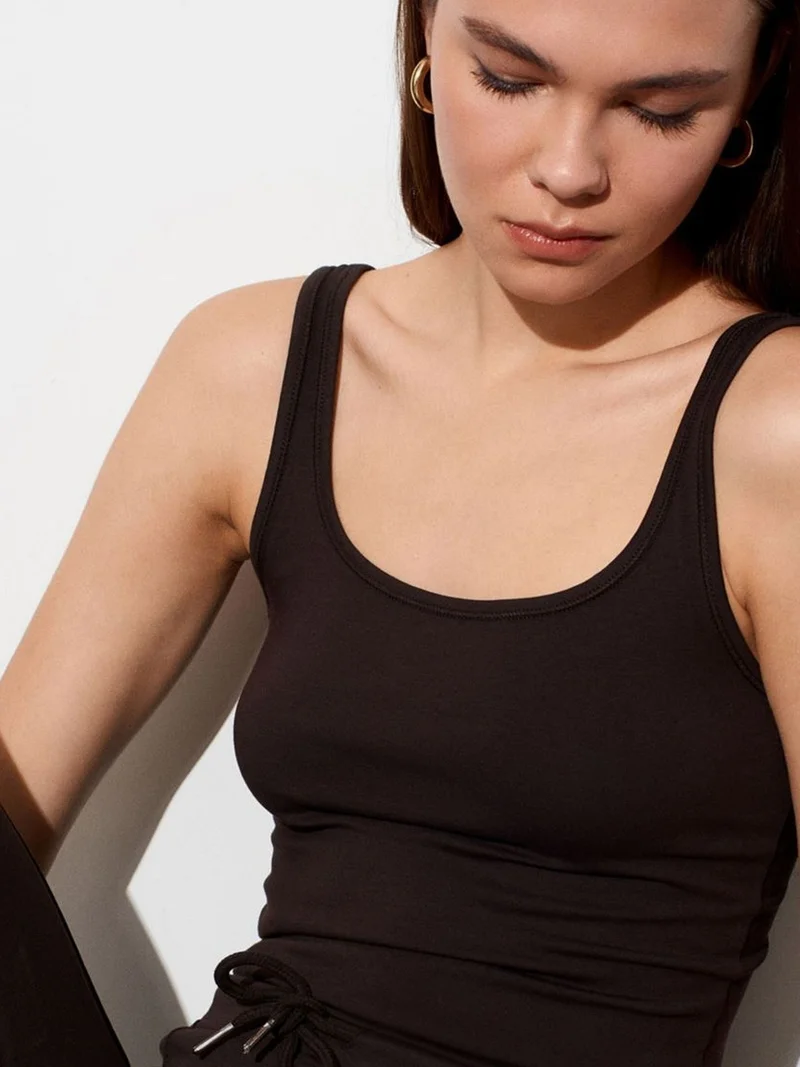 ديلفين Dilvin Sleeveless Slim Fit Jersey Blouse