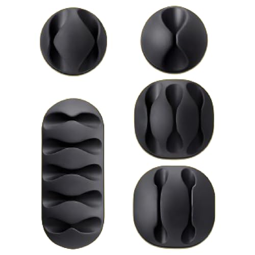 Oblivion Cable Organizer 5 Pcs – Adhesive Wire Cable Clips Cord Holder Set for Charging Stations, Desktop, Laptop, Mobile, Earphones, Wall-Mounted Plug Management, Multi-Purpose Sticky Stoppers - Image 1