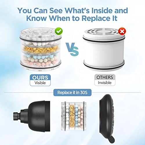 MakeFit Filtered Shower Head Matte Black- High Pressure Shower Head with filter for Hard Water - Rain Shower Head Water Softener - Luxury 7 Settings Adjustable Water Filter Showerhead (Matte Black) - Image 4