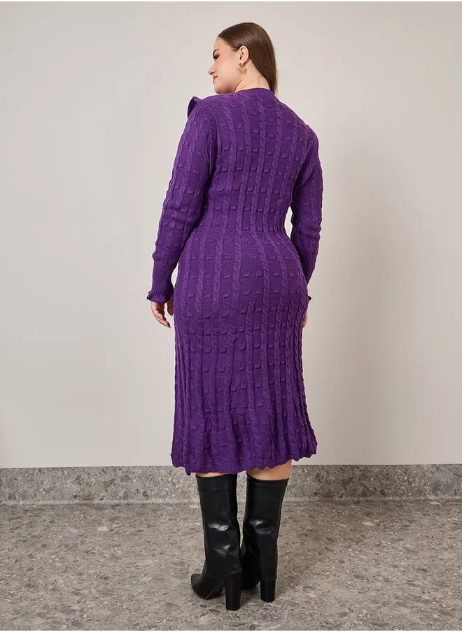 ستايلي Structured Shoulder A-Line Sweater Dress