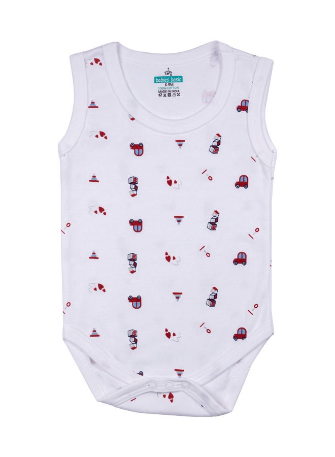 بابيز_بيسك قميص بدون أكمام / بودي سوت من القطن الناعم، للأطفال حديثي الولادة حتى ٢٤ شهرًا. مجموعة مكونة من ٣ قطع - مطبوعة. - Image 4