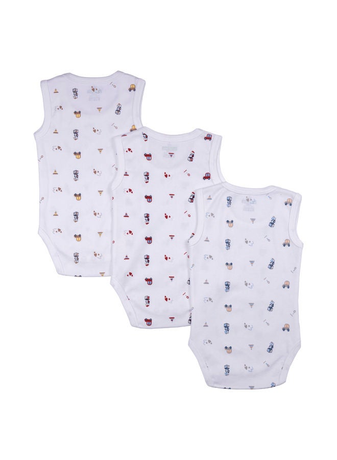 بابيز_بيسك قميص بدون أكمام / بودي سوت من القطن الناعم، للأطفال حديثي الولادة حتى ٢٤ شهرًا. مجموعة مكونة من ٣ قطع - مطبوعة. - Image 2