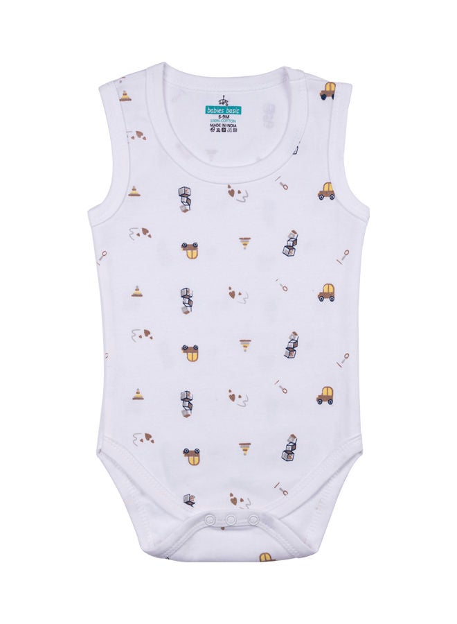 بابيز_بيسك قميص بدون أكمام / بودي سوت من القطن الناعم، للأطفال حديثي الولادة حتى ٢٤ شهرًا. مجموعة مكونة من ٣ قطع - مطبوعة. - Image 5