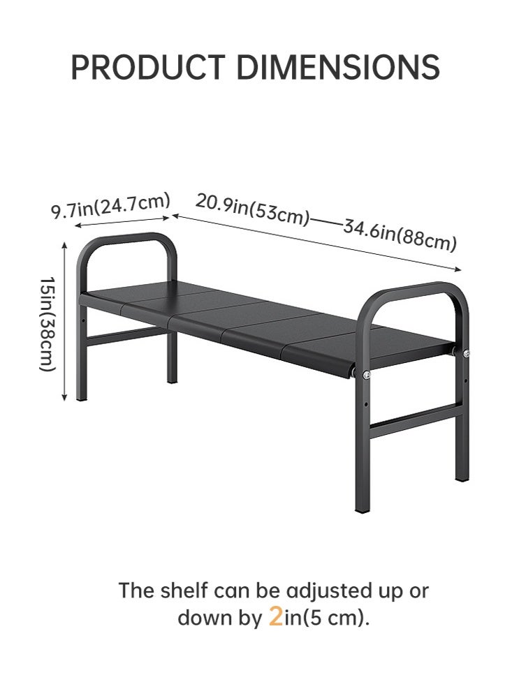 Forthcan Expandable Under Sink Organizer, Single Tier Storage Rack with 5 Removable Panels, Space-Saving Shelf for Kitchen, Bathroom, Cabinet, Wardrobe Closet (Black, 85-88cm Length) - Image 2