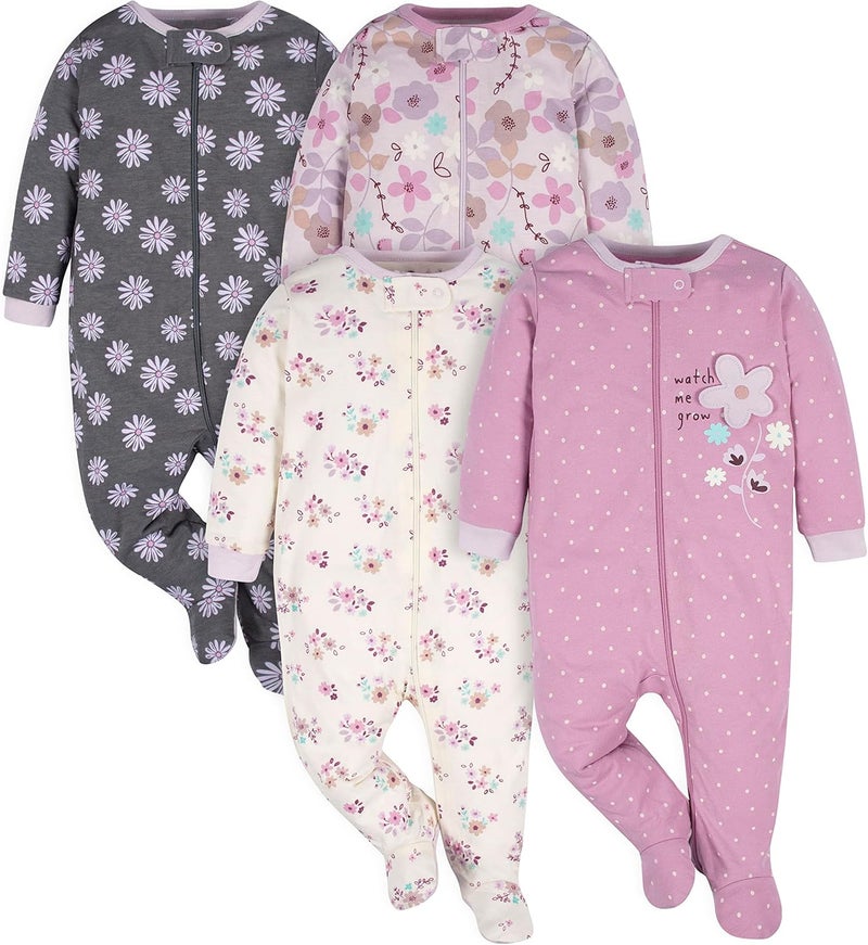Gerber Baby Girls 4 Pack Sleep 'N Play Footie Set - Image 1