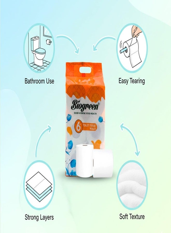 Biogreen Virgin Soft Toilet Bathroom Roll Multipurpose (6 in 1) 2 Ply 250 Sheet Per Roll | Natural, Safe, Hygienic - Image 3