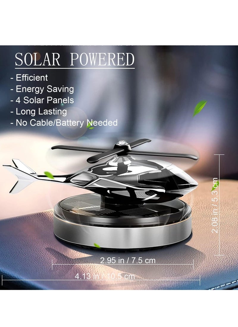 ELTRAZONE Car Air Freshener - Helicopter Solar Energy Rotating Aromatherapy Diffuser - Aviation Alloy Diffuser for Car & Home Interior Decoration - Silver, Solar-Powered, Elegant Air Freshener - Image 1