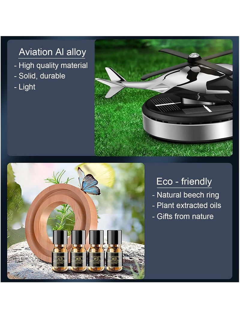 ELTRAZONE Car Air Freshener - Helicopter Solar Energy Rotating Aromatherapy Diffuser - Aviation Alloy Diffuser for Car & Home Interior Decoration - Silver, Solar-Powered, Elegant Air Freshener - Image 2