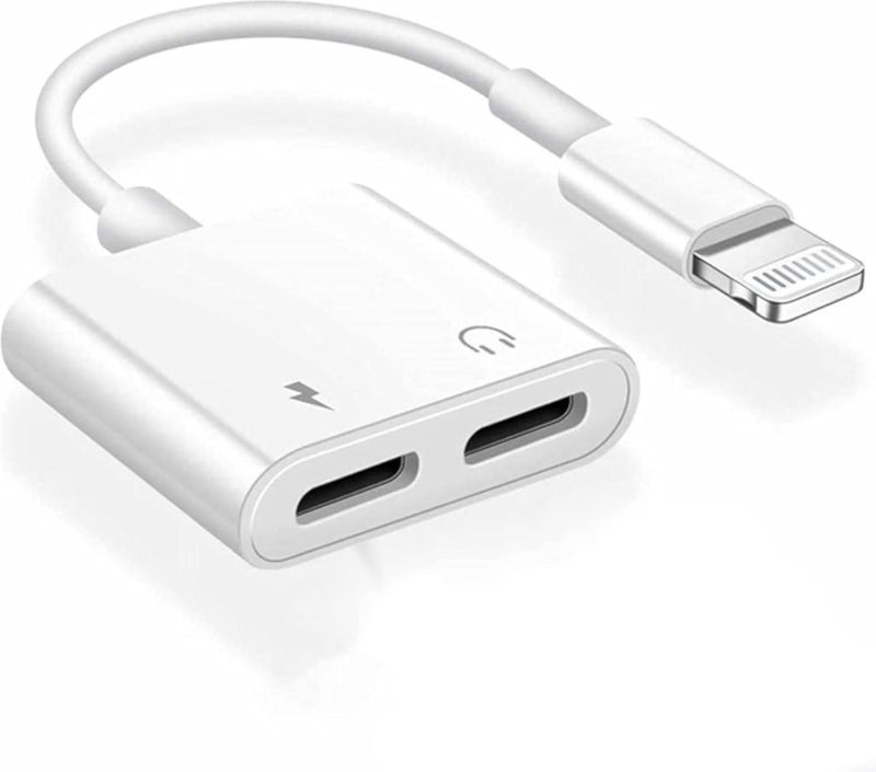 [معتمد من Apple MFi] محول وموزع سماعات iPhone، كابل شحن Lightning مزدوج 2 في 1، محول صوت AUX لأجهزة iPhone 12/11/XS/XR/X/8/7/6/iPad، يدعم المكالمات والشحن والتحكم في الموسيقى