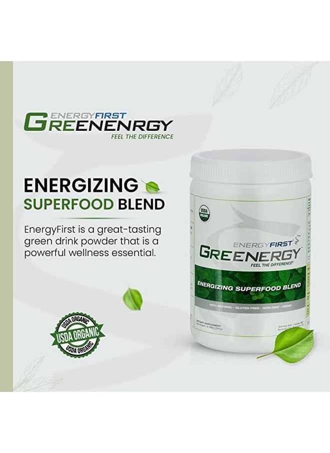 EnergyFirst - Greenergy Organic Green Superfood Powder Phytonutrients Digestive Enzymes Probiotics Energy Immunity Detox Vegan Gluten Free Sugarfree Nongmo 30 Servings - Image 1